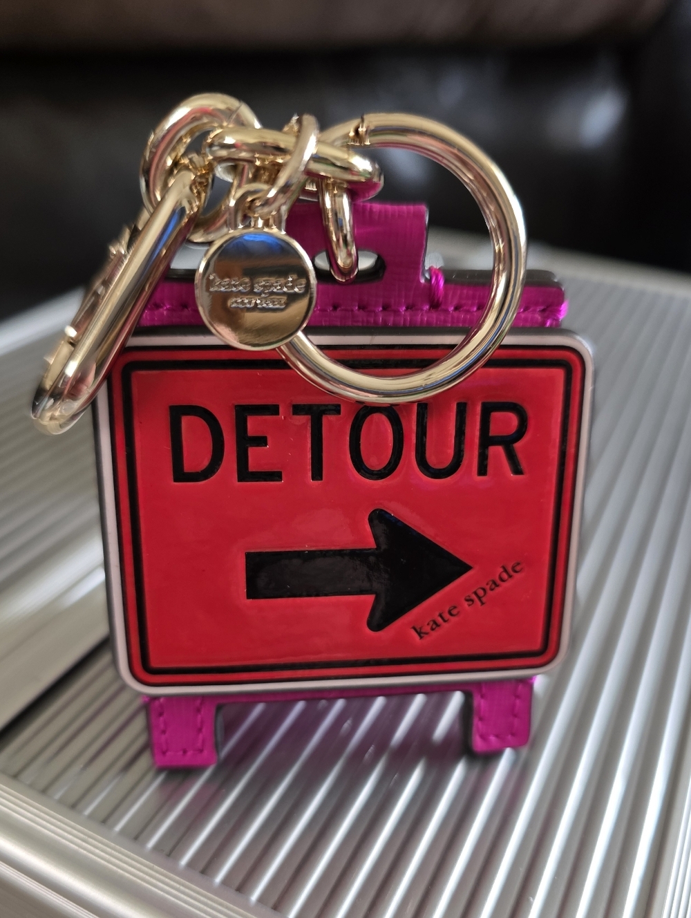 kate spade Hot Pink & Orange Detour Sign Keyring